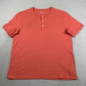 UNTUCKit Shirt‎ Mens Large Red Henley Short Sleeve Casual Button Tee Lightweight